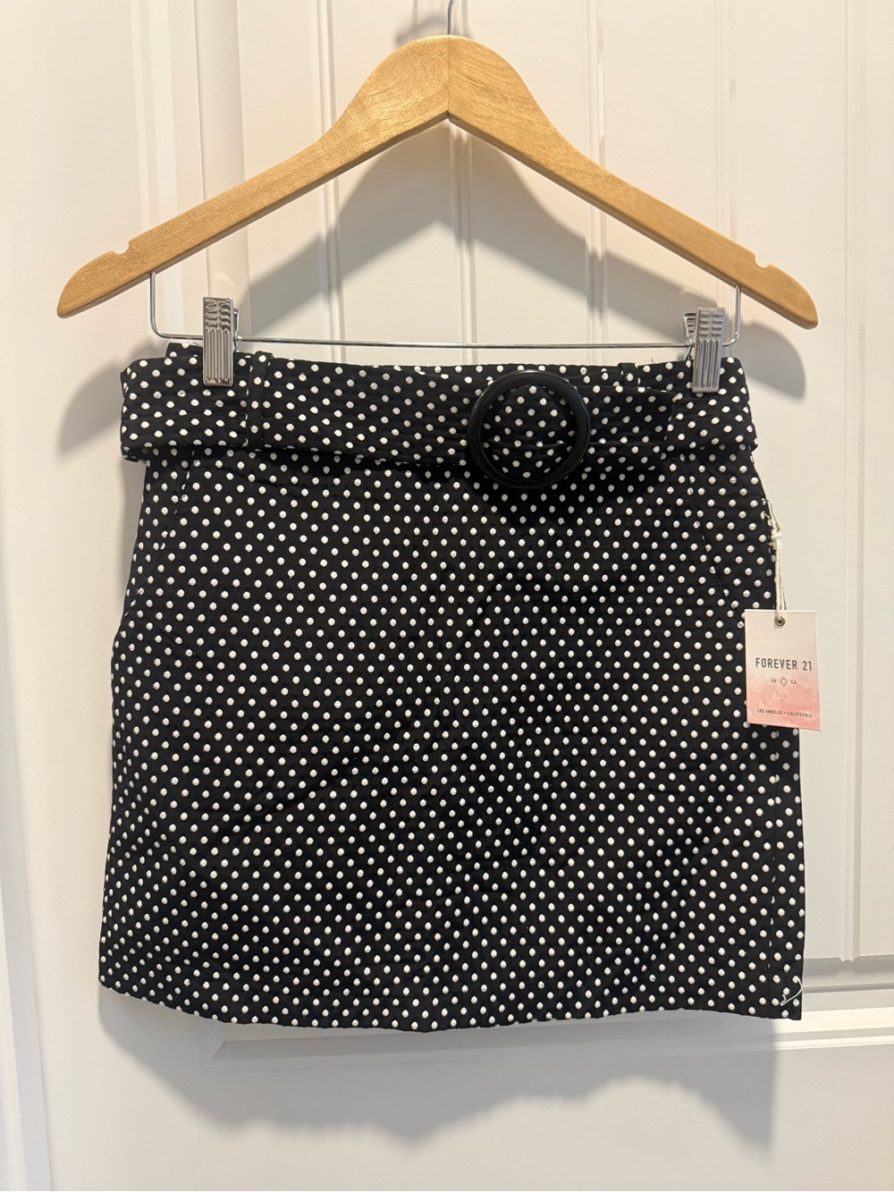 Forever 21 Black and White Polka Dot Mini Skirt with Belt